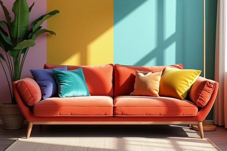 Sala moderna con muebles en colores neutros cálidos y decoración elegante en hogar colombiano